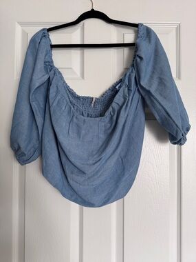 Free People Urban Outfitters Off Shoulder Top Blue Women’s Size L Large